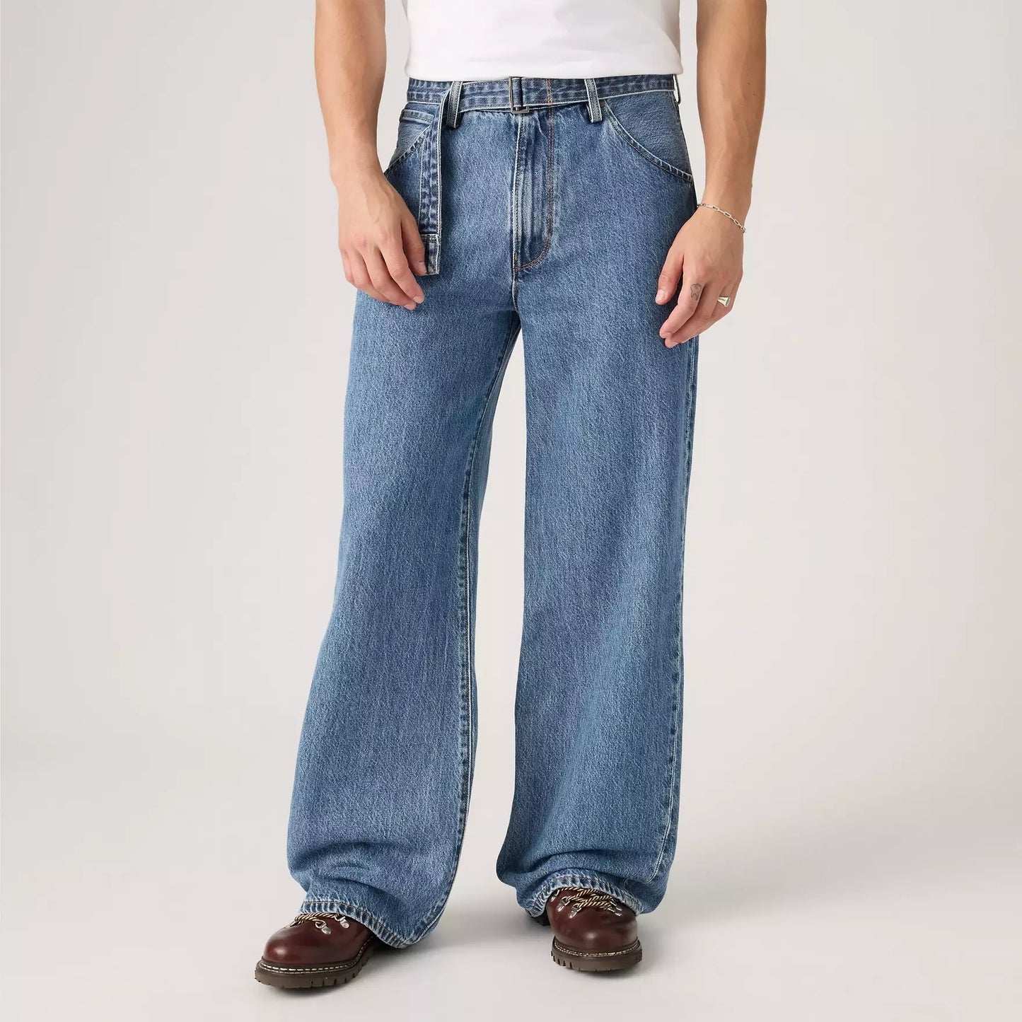 Jeans Baggy twisted con cintura denim blu
