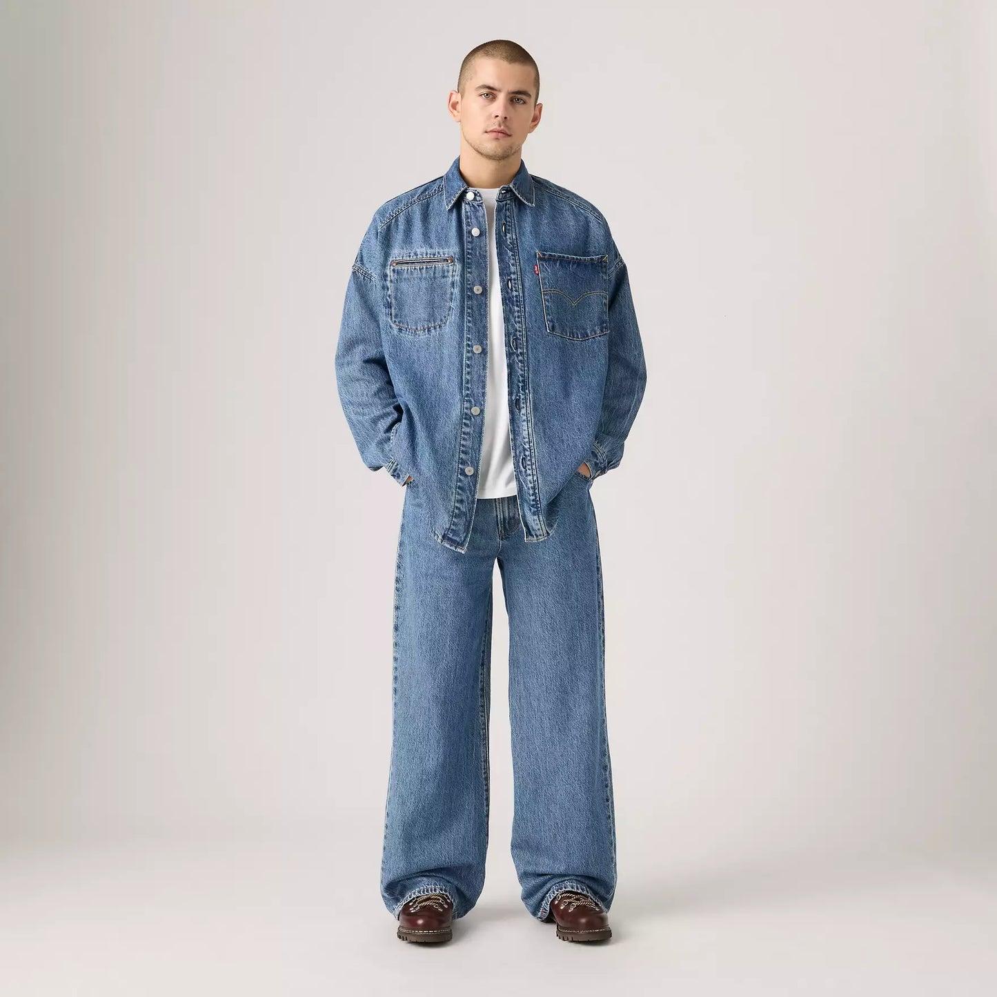 Jeans Baggy twisted con cintura denim blu