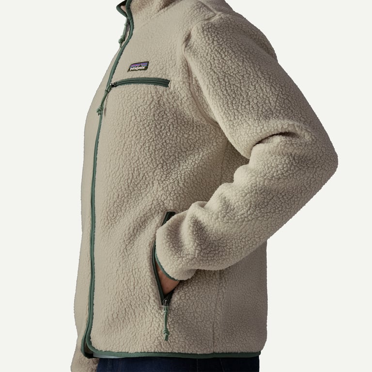 Giacca Retro in pile full zip panna