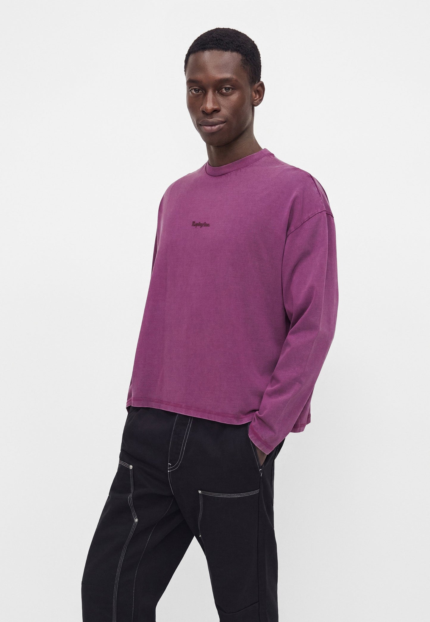 T-Shirt Replay a manica lunga viola