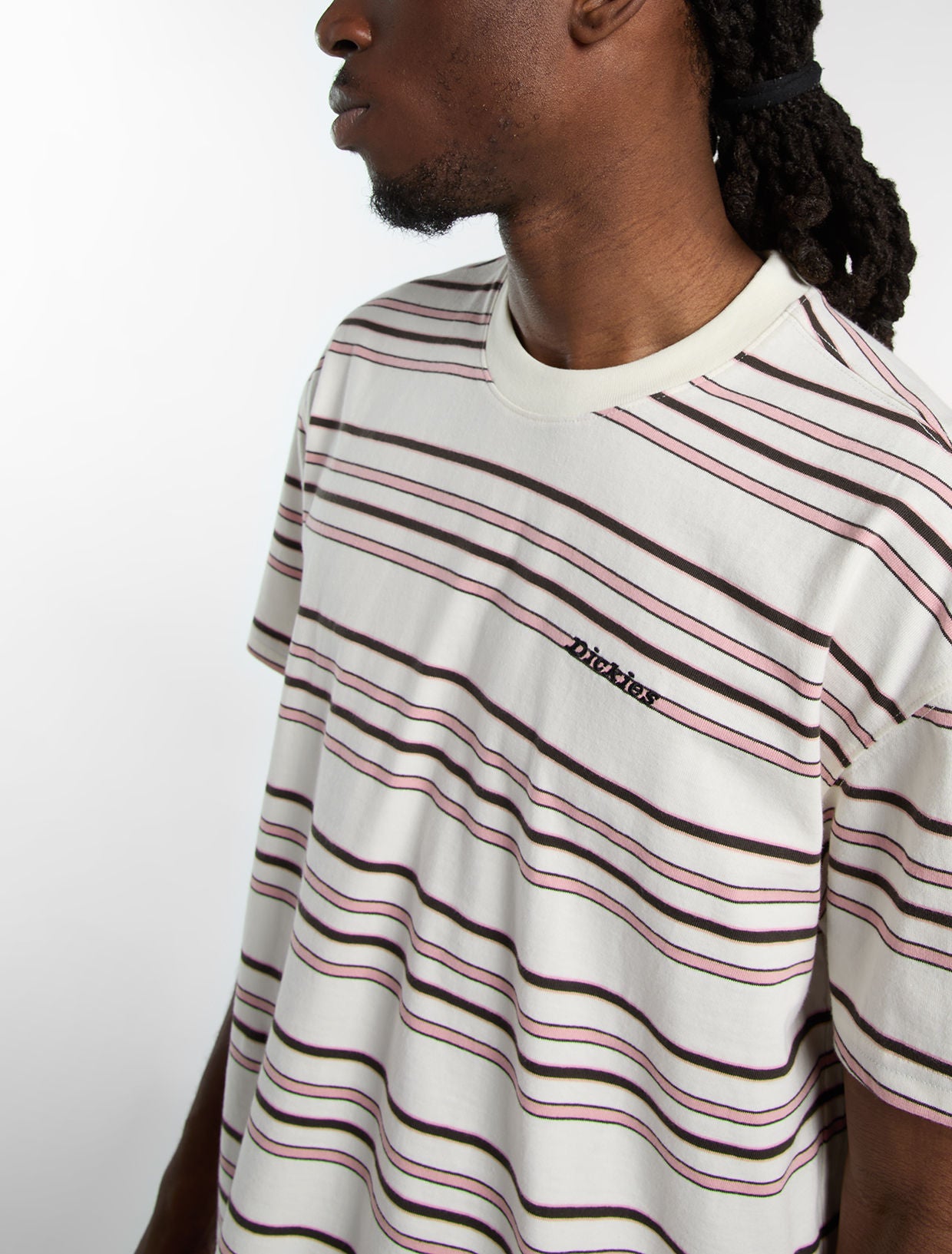 T-Shirt East liberty a righe bianco rosa