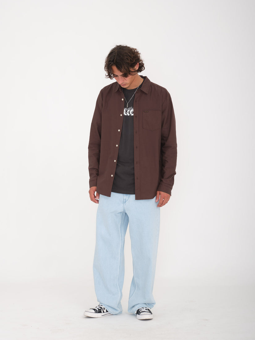 Camicia Veeco Oxford a manica lunga marrone