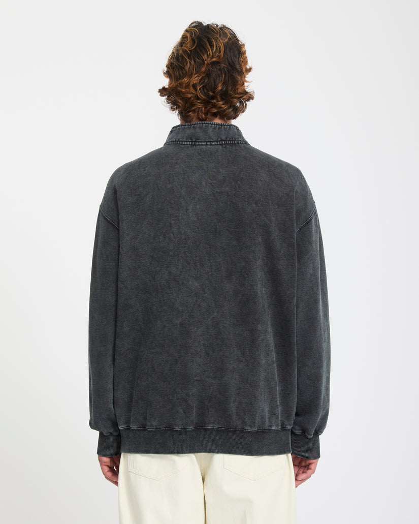 Felpa Single stone 1/4 zip girocollo nero slavato