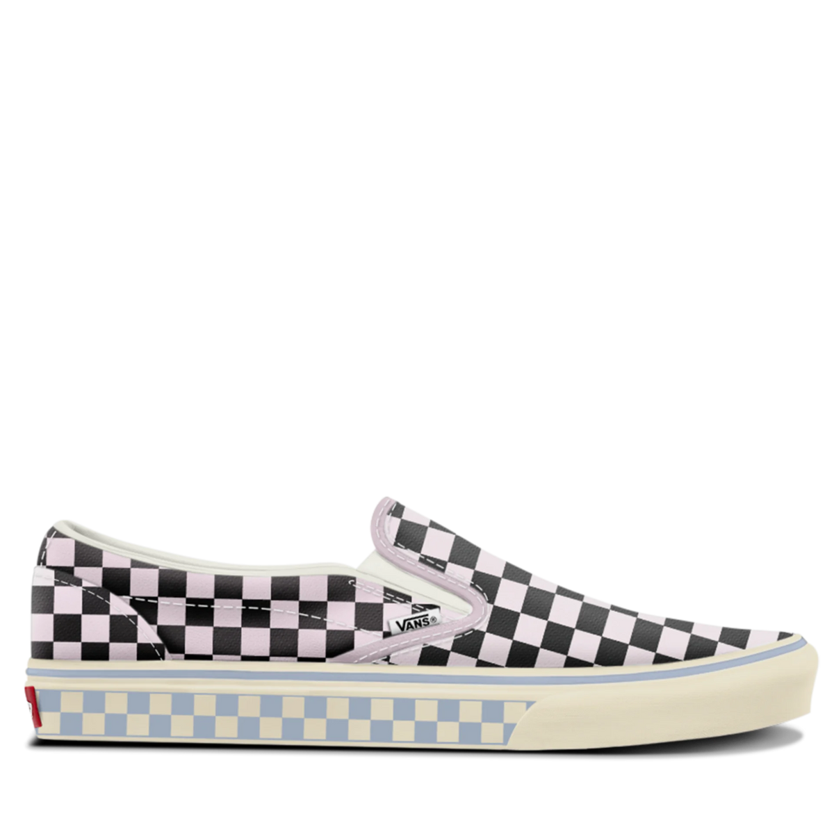 Vans Slip on checkboard in tessuto rosa celeste