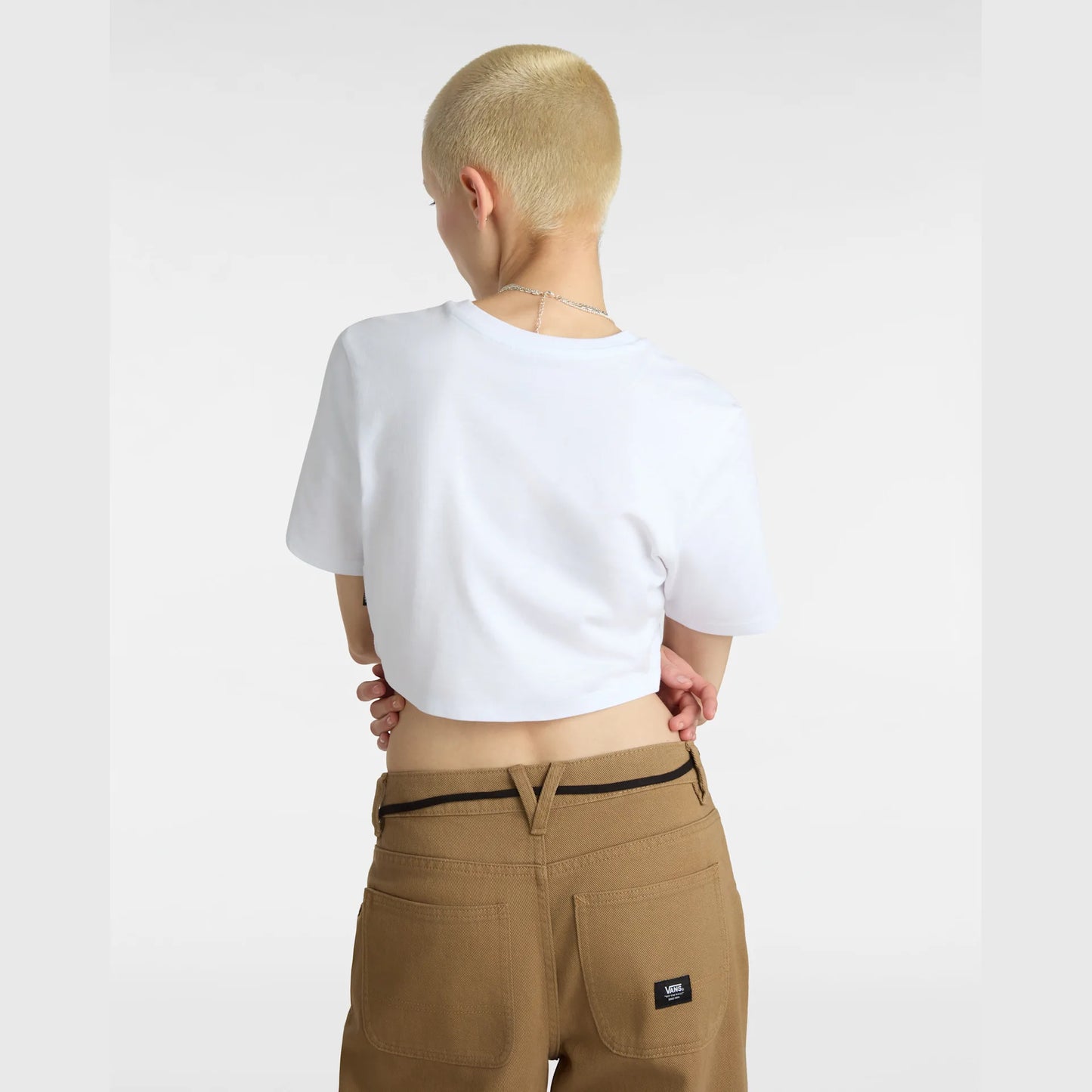 T-Shirt Flying crew crop bianco
