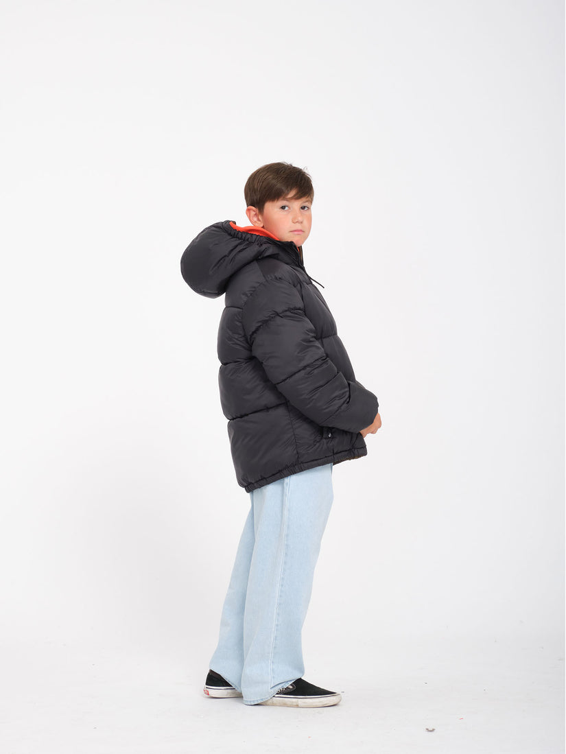 Giacca Icon puff con cappuccio reversibile nero/verde