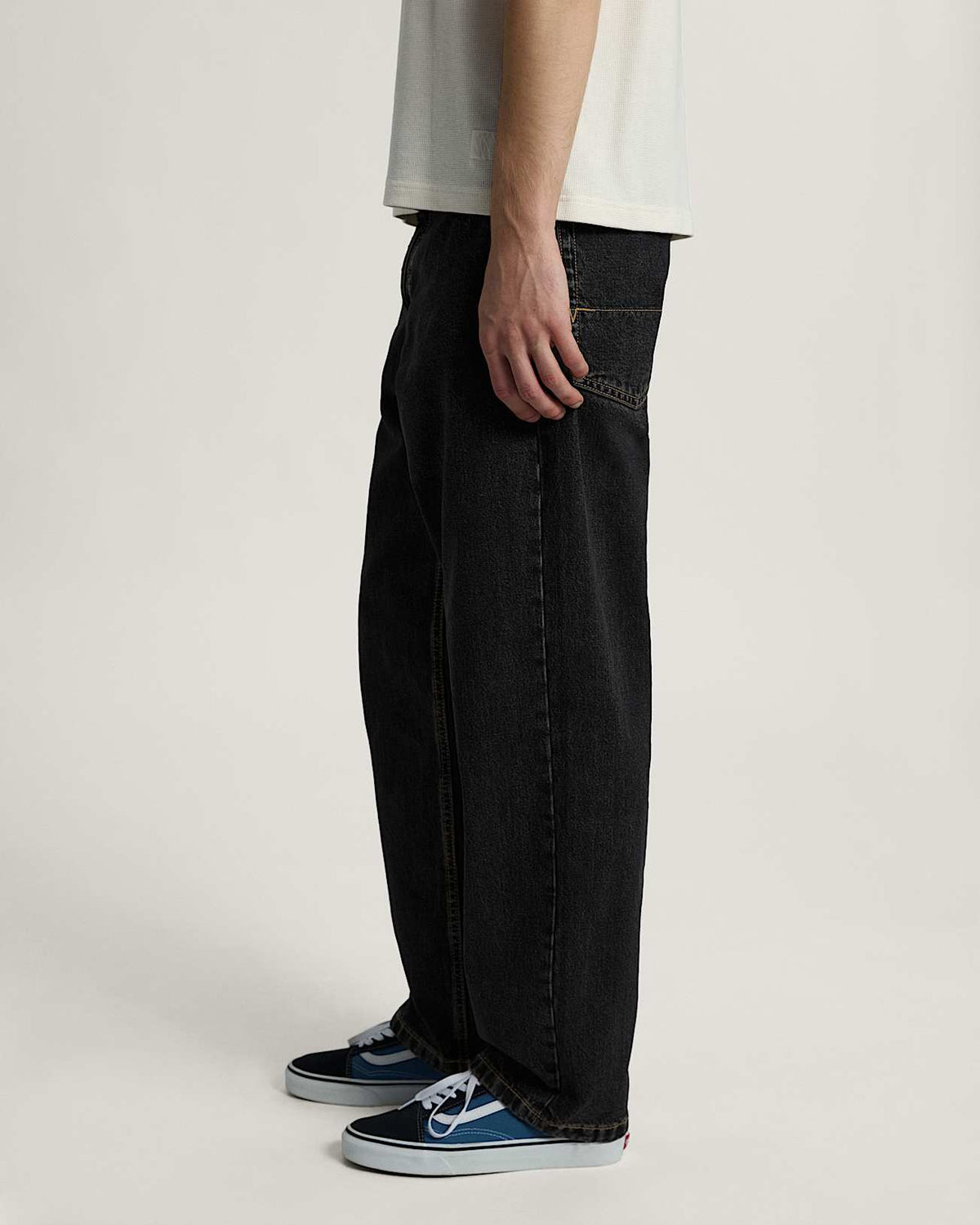 Jeans Check 5 straight in denim nero