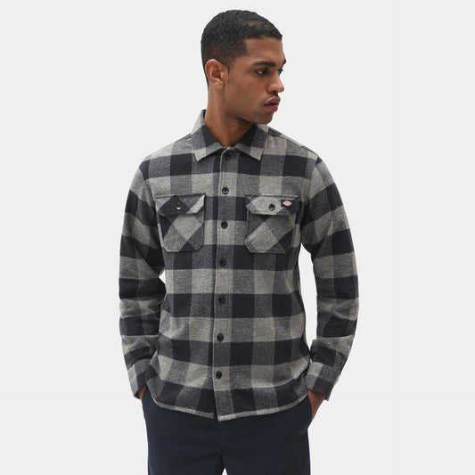 Camicia Sacramento in flanella nero/grigio scuro