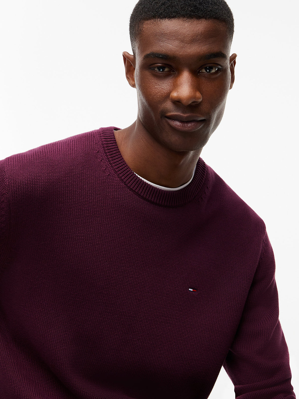 Maglioncino Tommy slim fit bordeaux