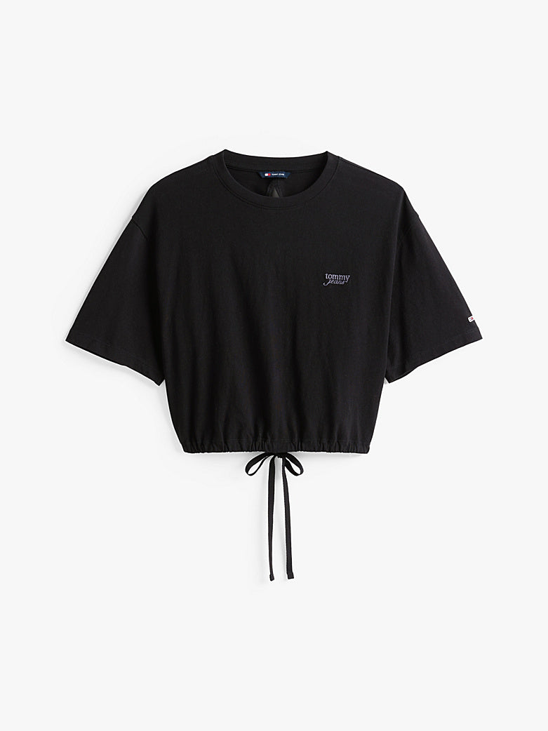 T-Shirt crop over con schiena scoperta nero