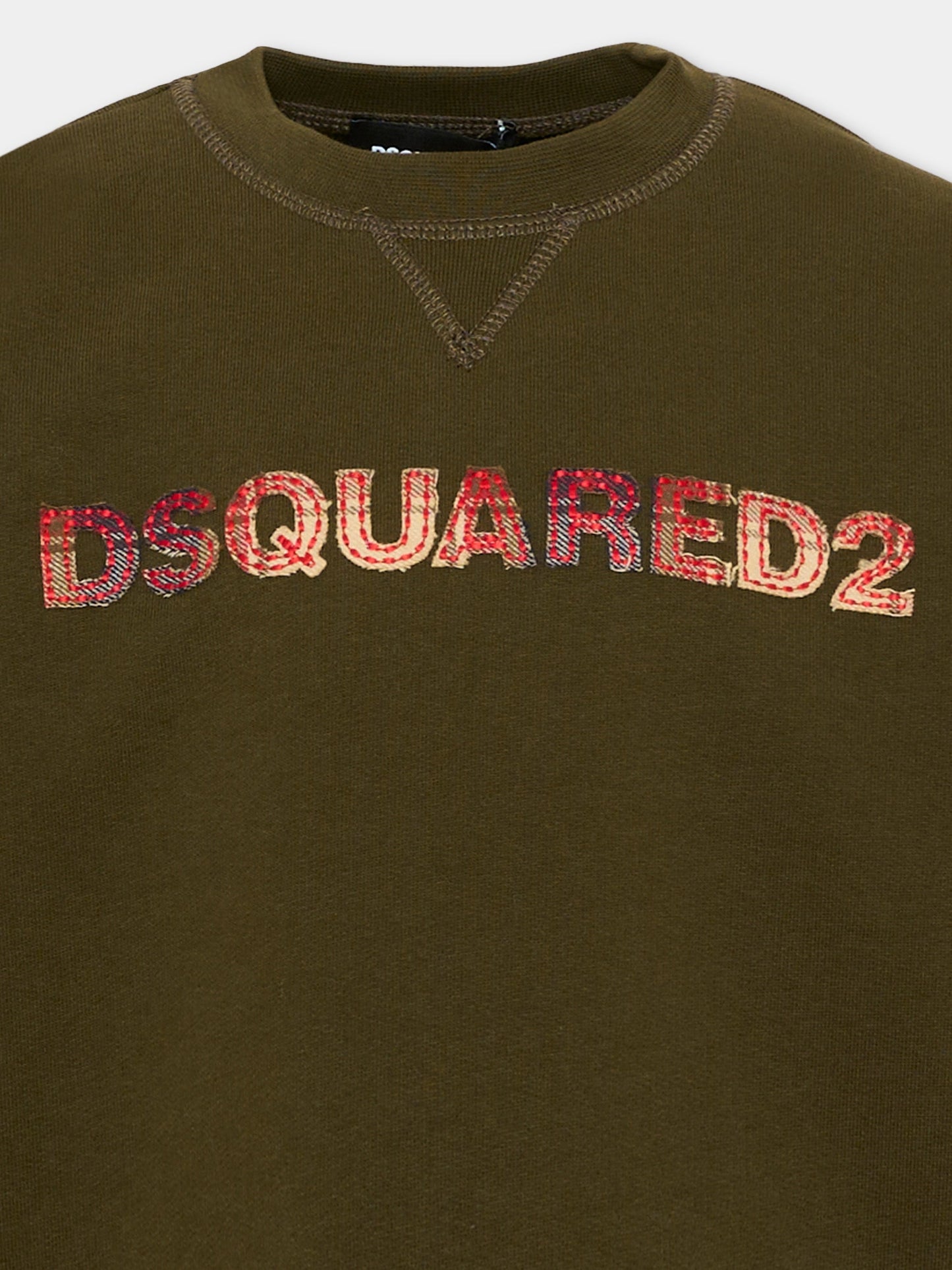 Felpa DSQUARED Slouch girocollo verde - 12/16 ANNI