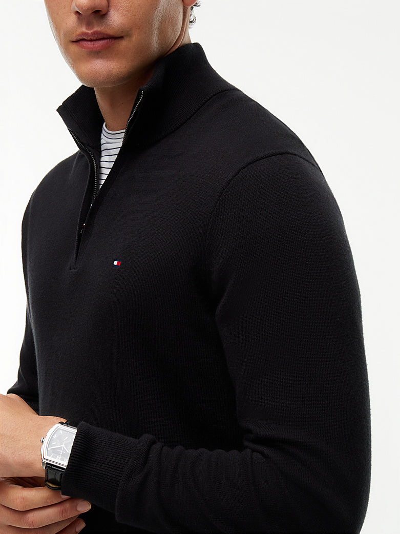 Pullover Tommy slim 1/4 zip nero