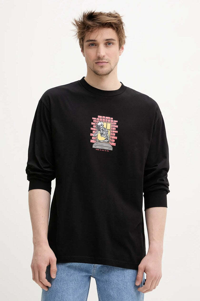 T-Shirt Skull window a maniche lunghe nero