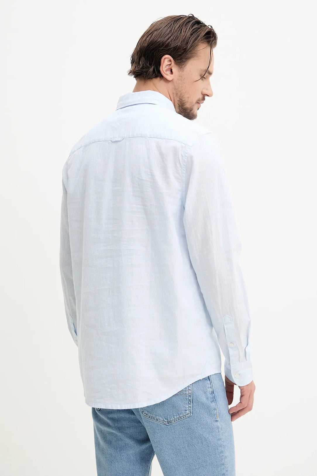 Camicia Tommy jeans in lino celeste