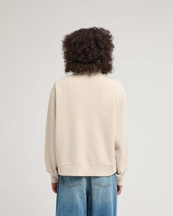 Felpa Lowcase girocollo 1/4 zip crema