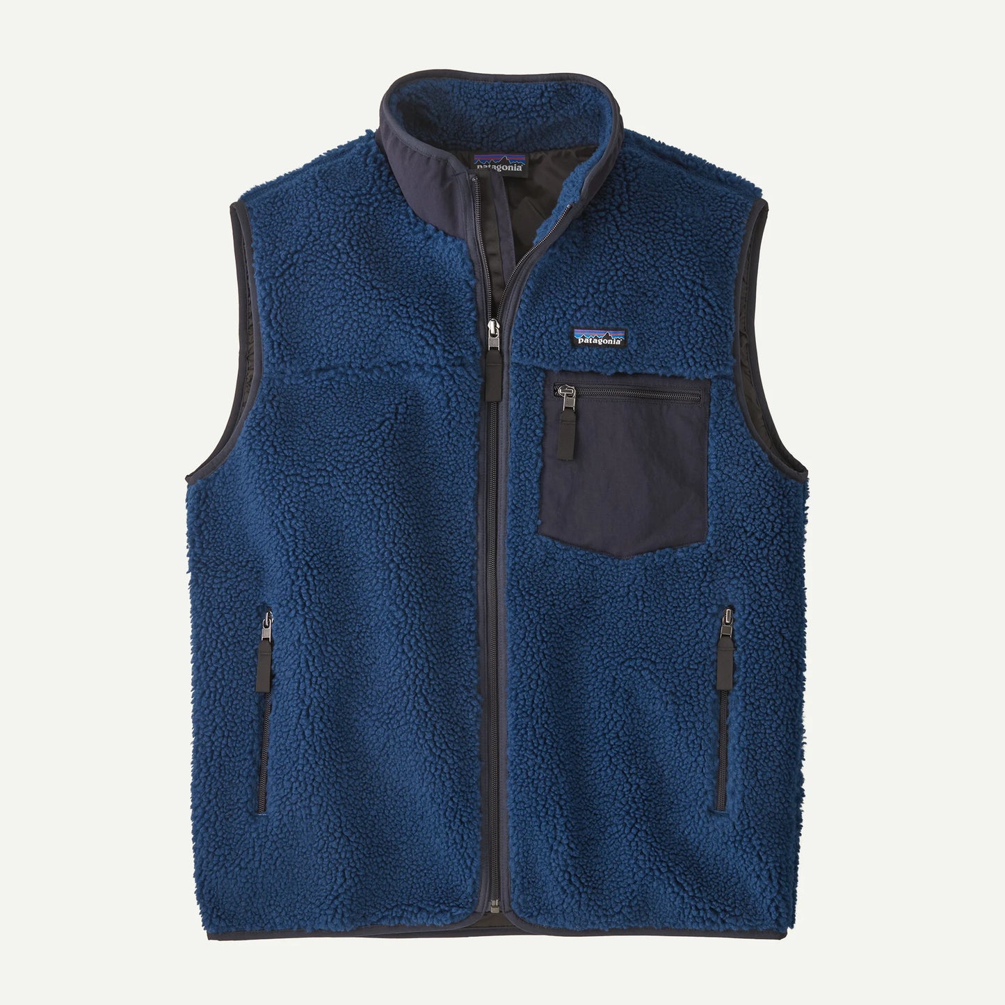 Gilet Classic retro in pile blu/nero