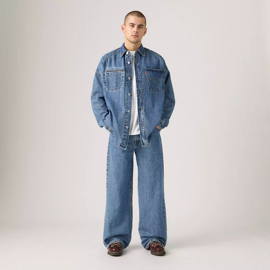 Jeans Baggy twisted con cintura denim blu