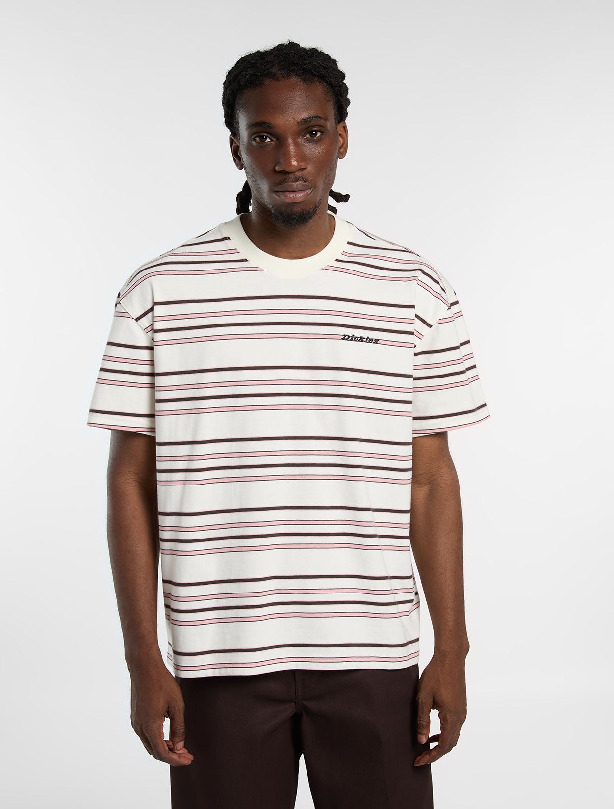 T-Shirt East liberty a righe bianco rosa