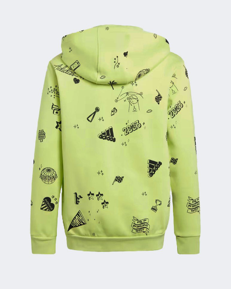 Felpa Brand Love full zip con cappuccio verde - 7/14 ANNI