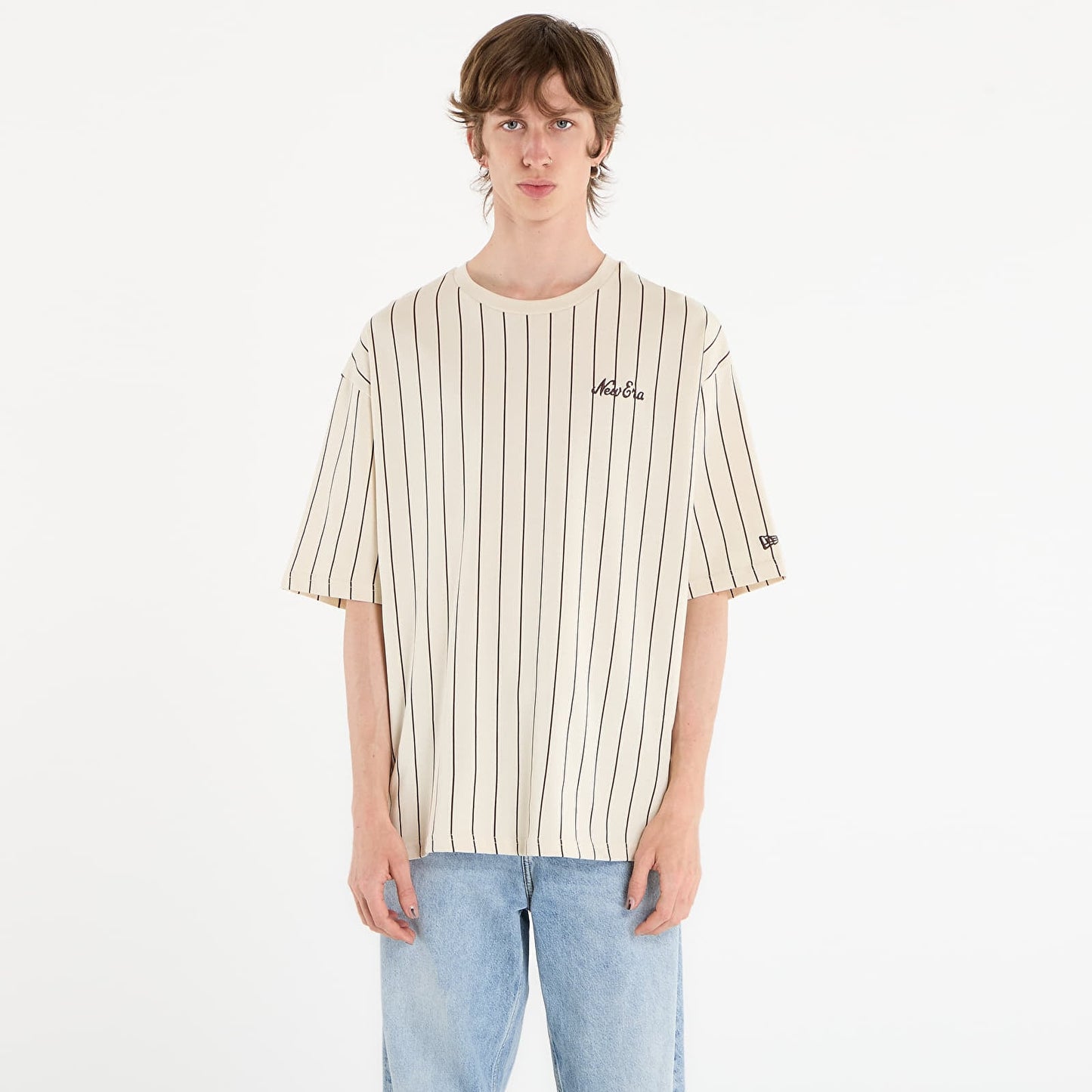 T-Shirt New Era a righe panna