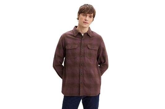 Camicia Jackson Worker in flanella bordeaux