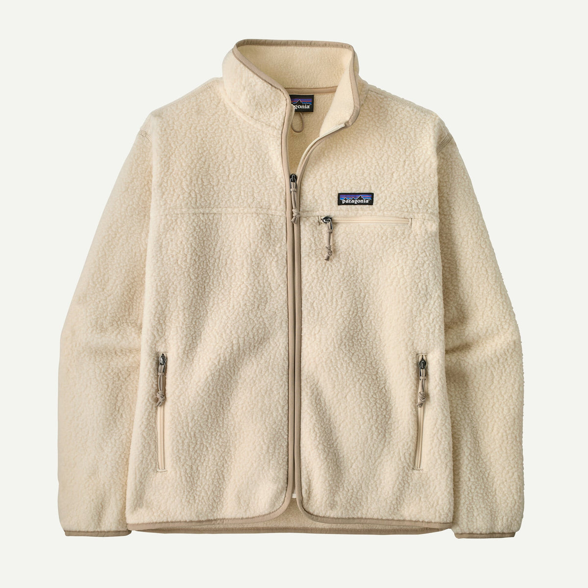 Giacca Retro in pile full zip panna
