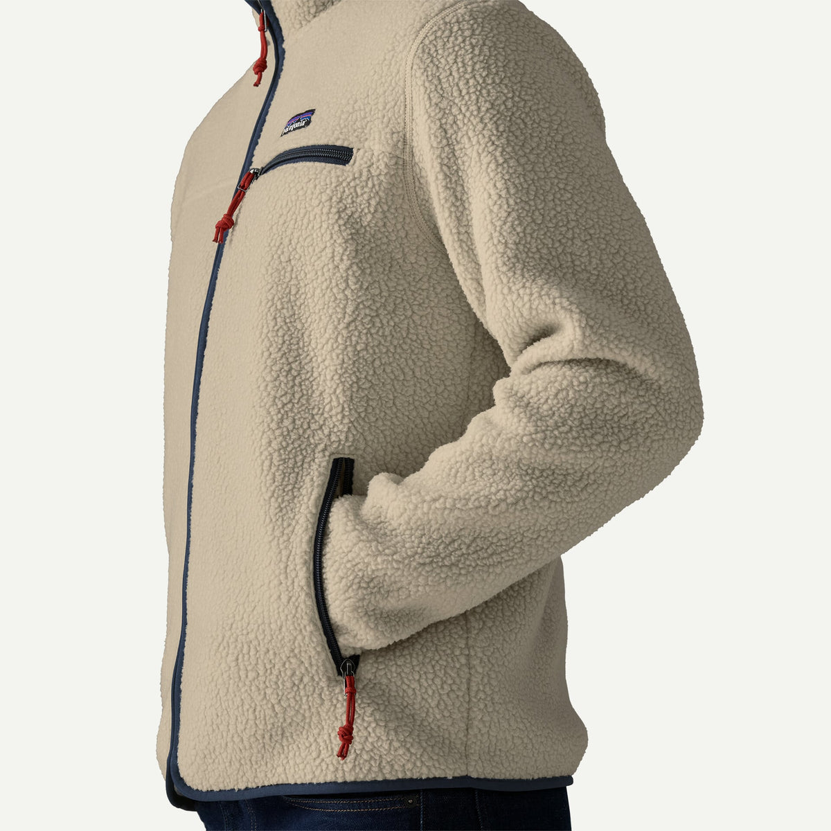 Giacca Retro in pile full zip panna