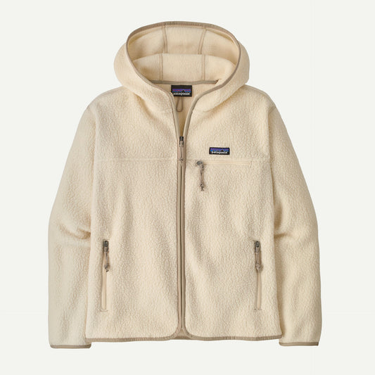 Giacca Retro in pile full zip con cappuccio panna