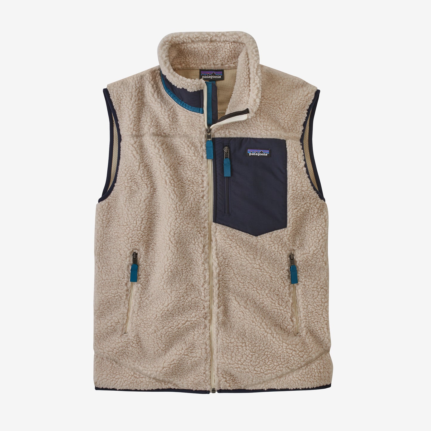 Gilet Classic in pile bianco/blu