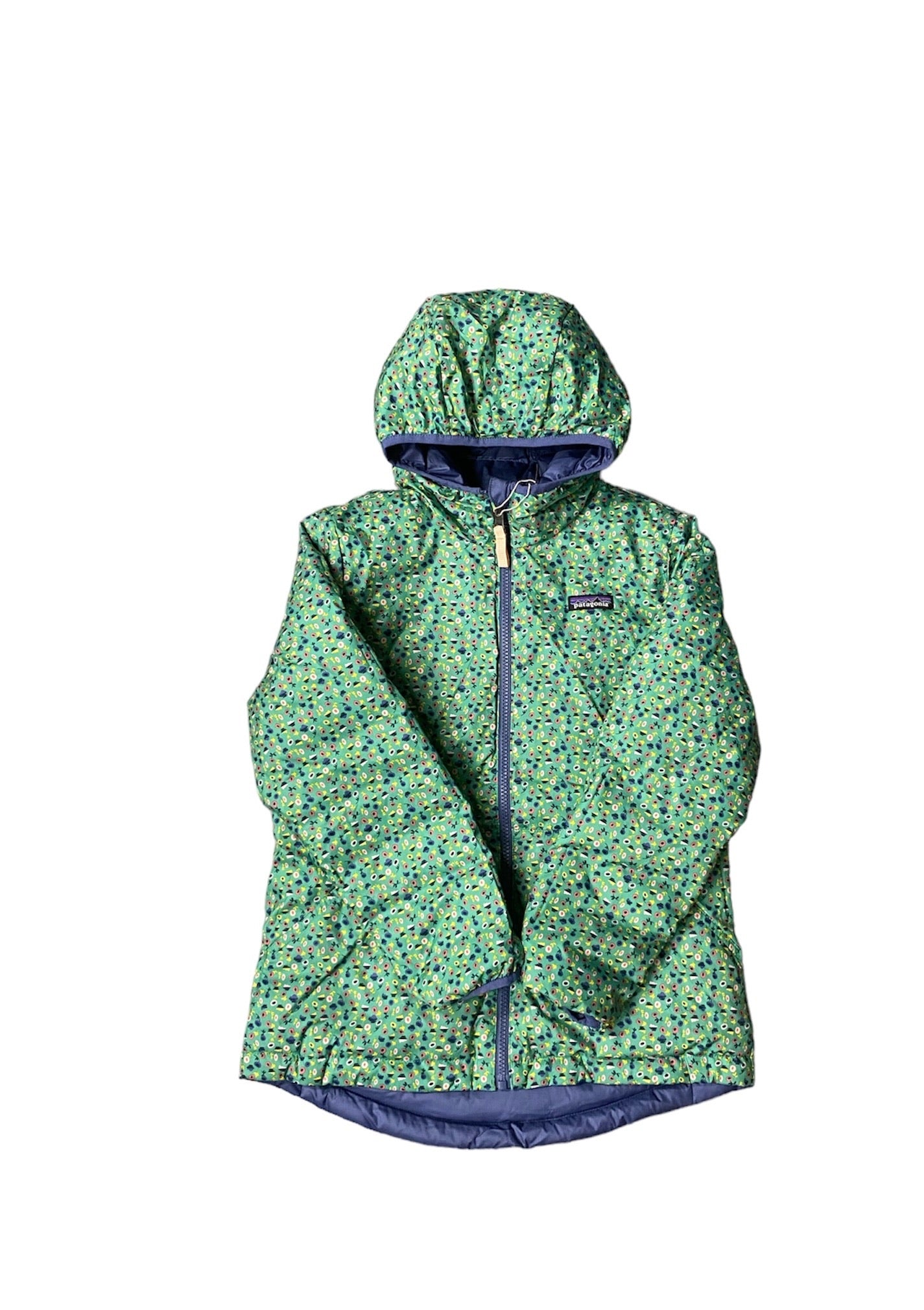 Giacca Patagonia reversibile con cappuccio viola/verde - 2/10 ANNI