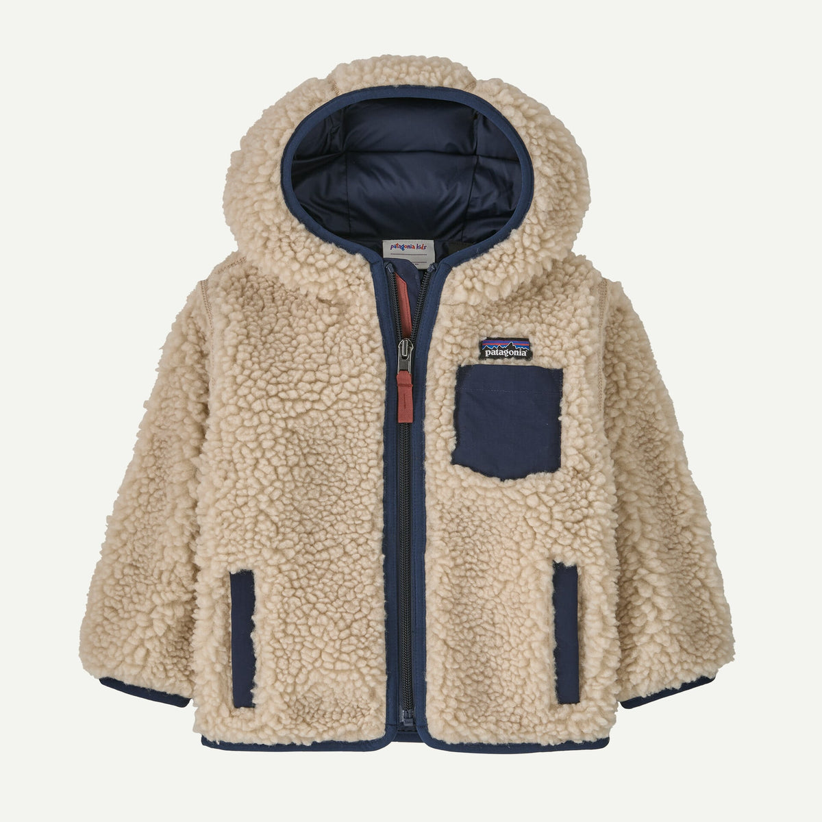 Giacca Retro in pile con cappuccio panna e blu - 2/5 ANNI