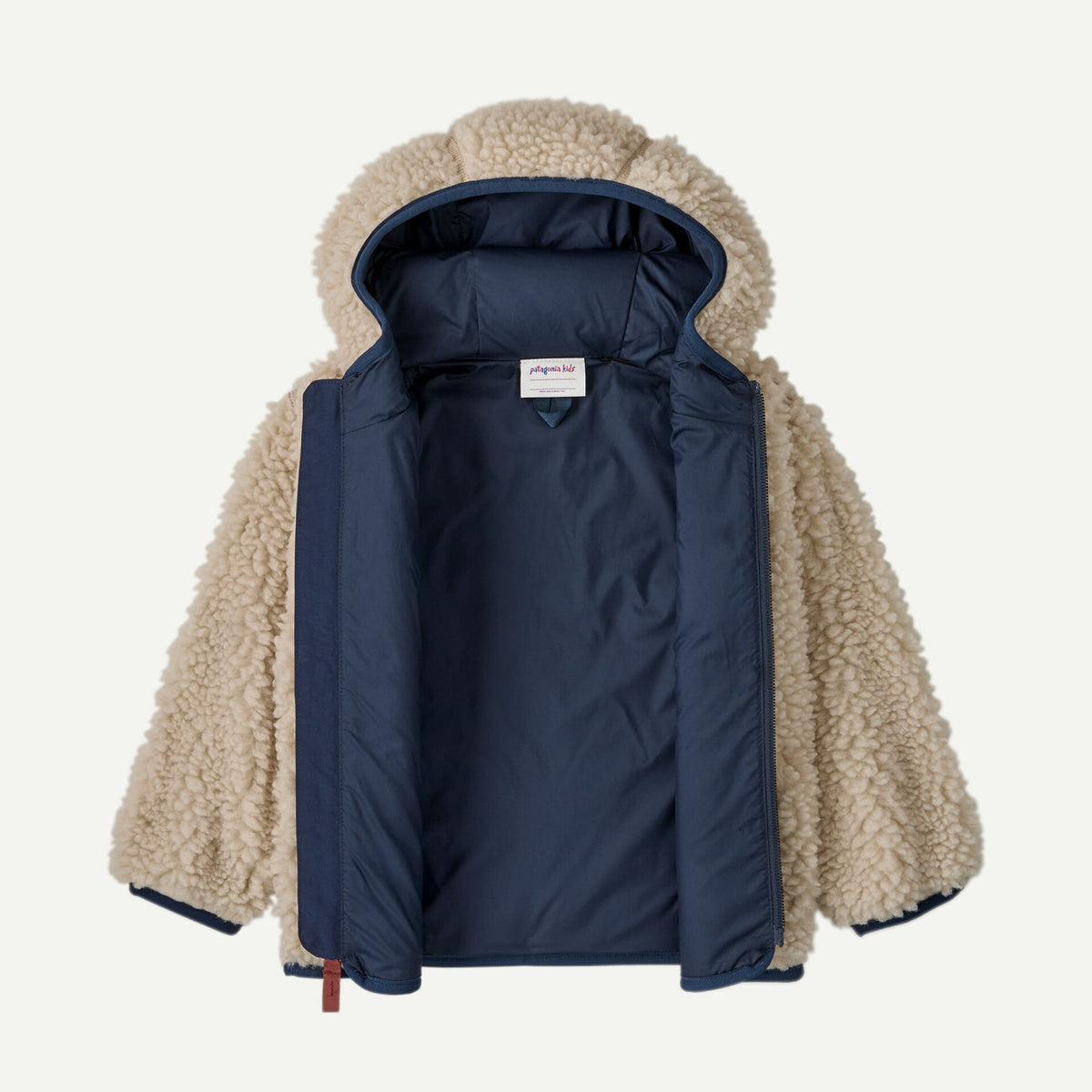 Giacca Retro in pile con cappuccio panna e blu - 2/5 ANNI