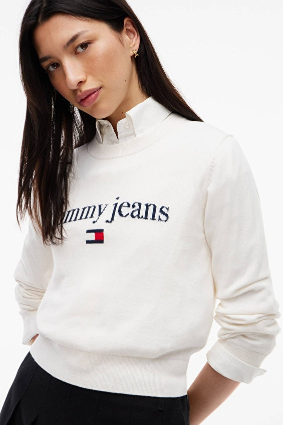 Maglioncino Tommy Jeans in cotone crema
