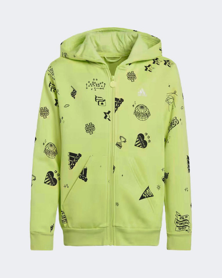 Felpa Brand Love full zip con cappuccio verde - 7/14 ANNI