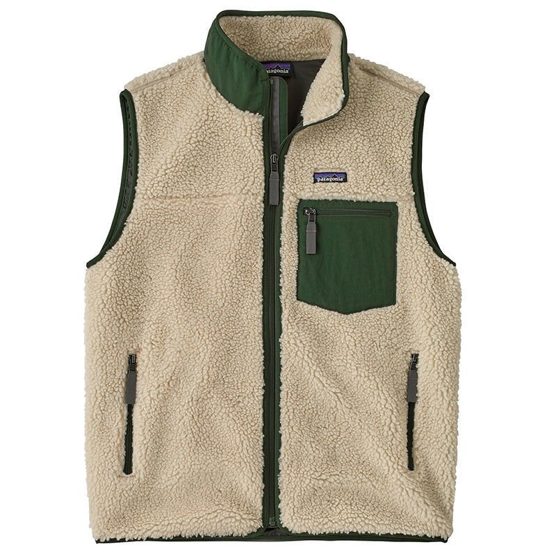 Gilet Classic retro in pile panna/verde