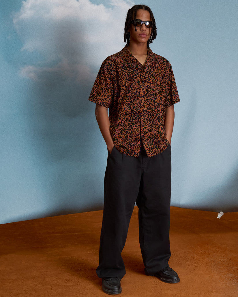 Camicia Utopias print fantasia nero/arancione