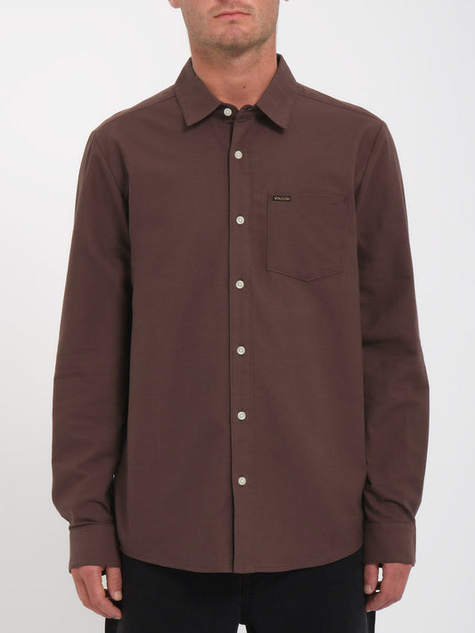 Camicia Veeco Oxford a manica lunga marrone
