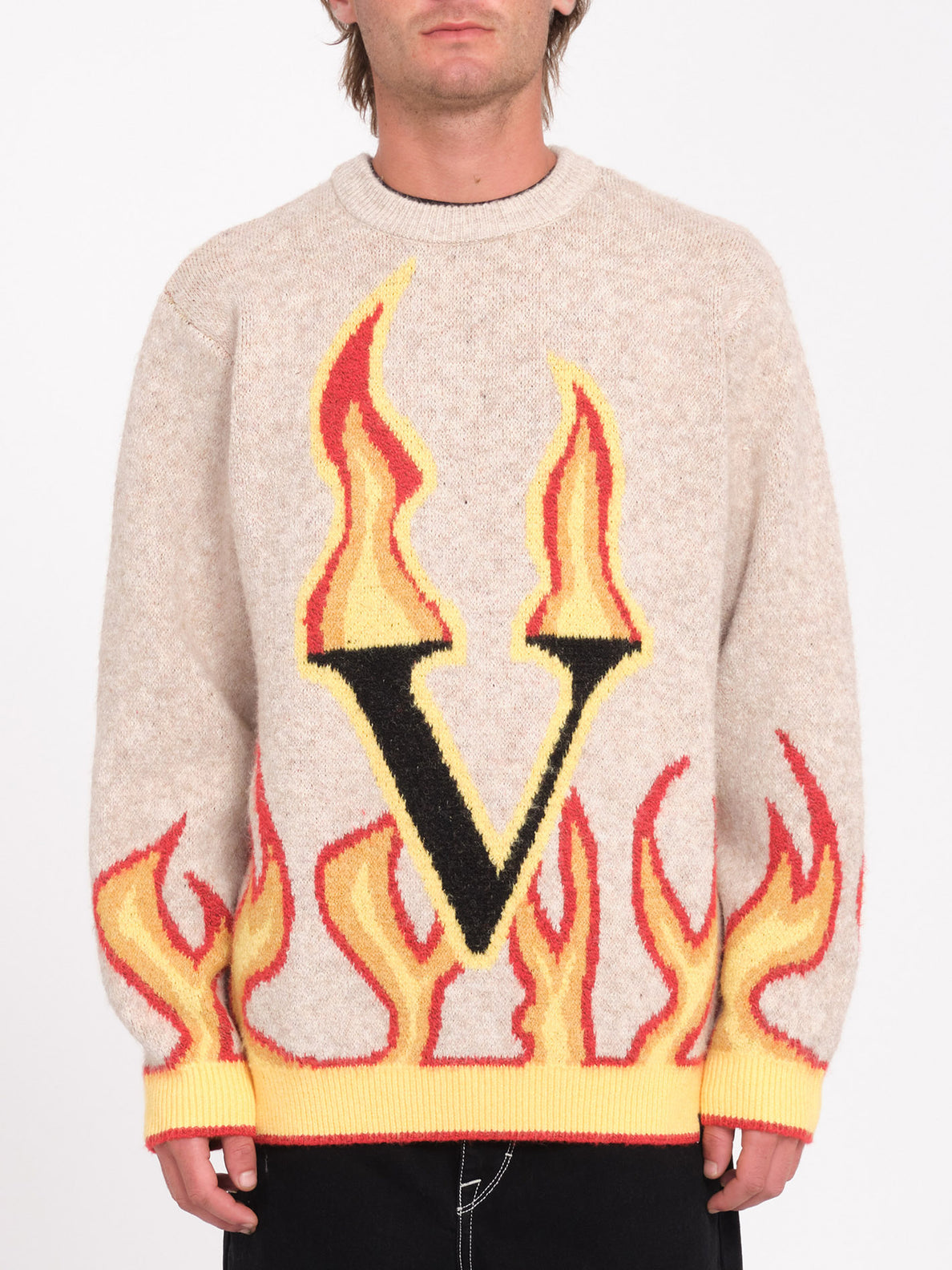 Maglione Fergadelic girocollo con fiamme