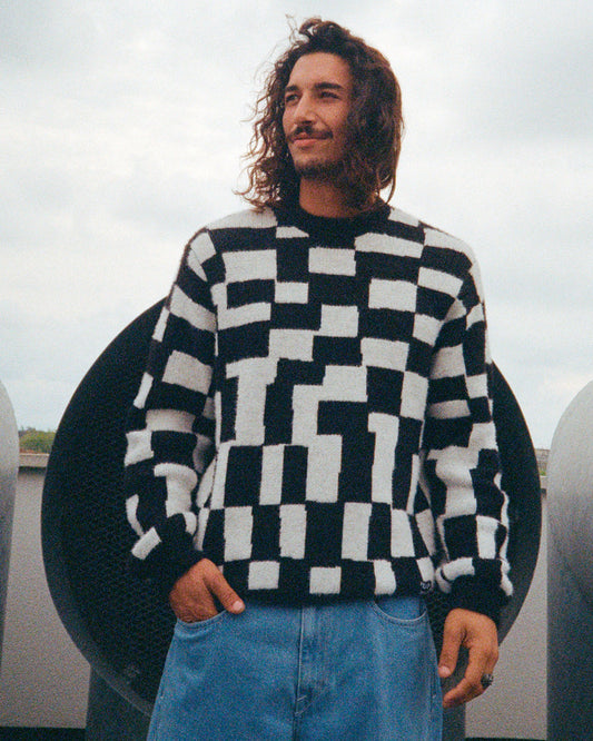 Maglione Fa Carrau fantasia bianco/nero