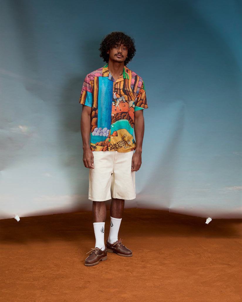 Pantaloncini Billow denim panna