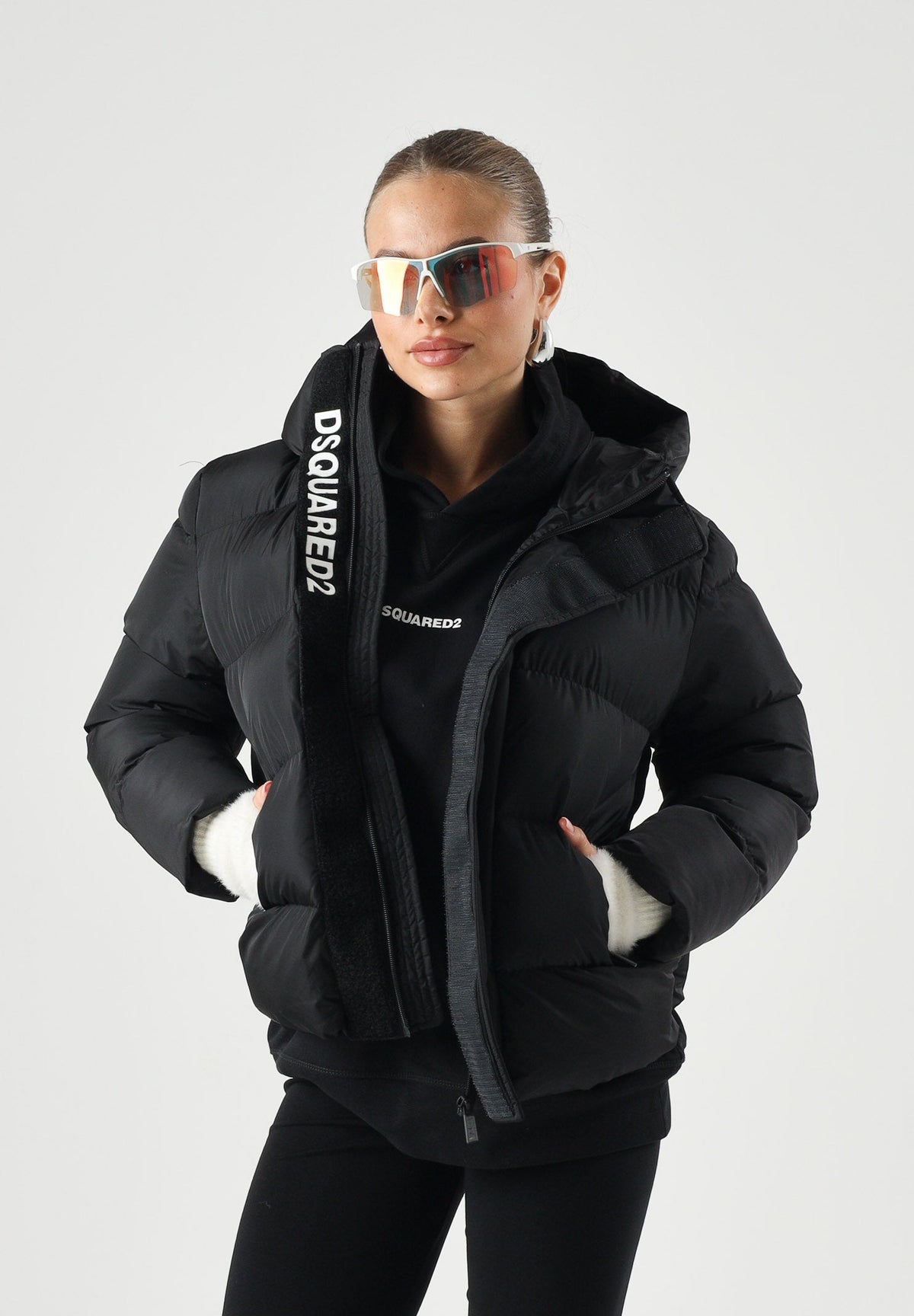 Bomber DSQUARED con cappuccio nero - 12/16 ANNI