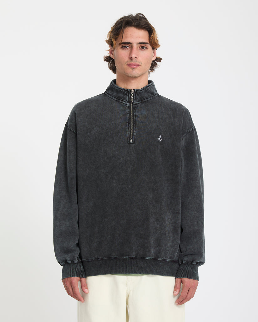 Felpa Single stone 1/4 zip girocollo nero slavato