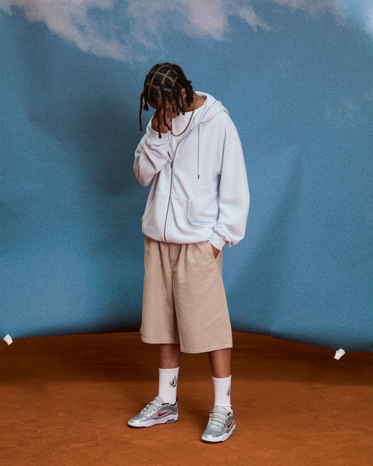 Felpa Single stone full zip con cappuccio celeste