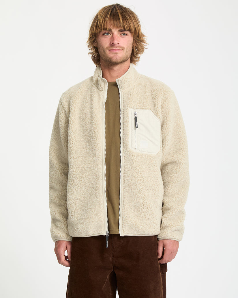 Felpa Muzzer sherpa full zip girocollo panna