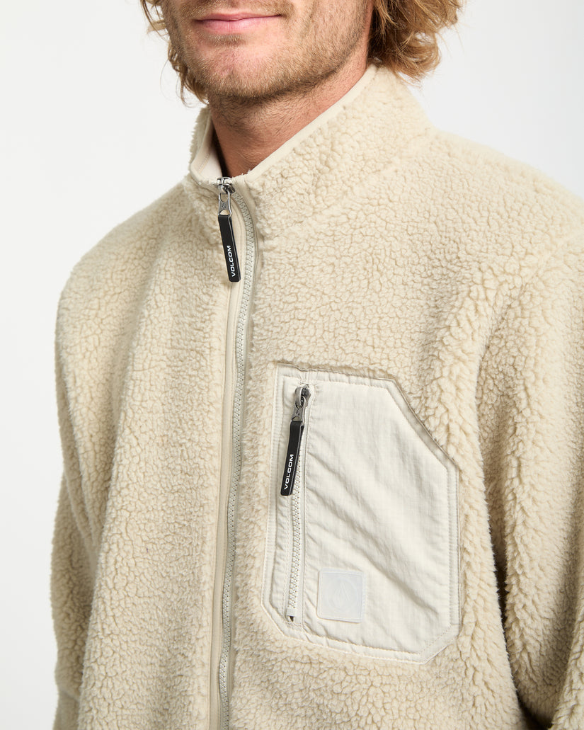 Felpa Muzzer sherpa full zip girocollo panna