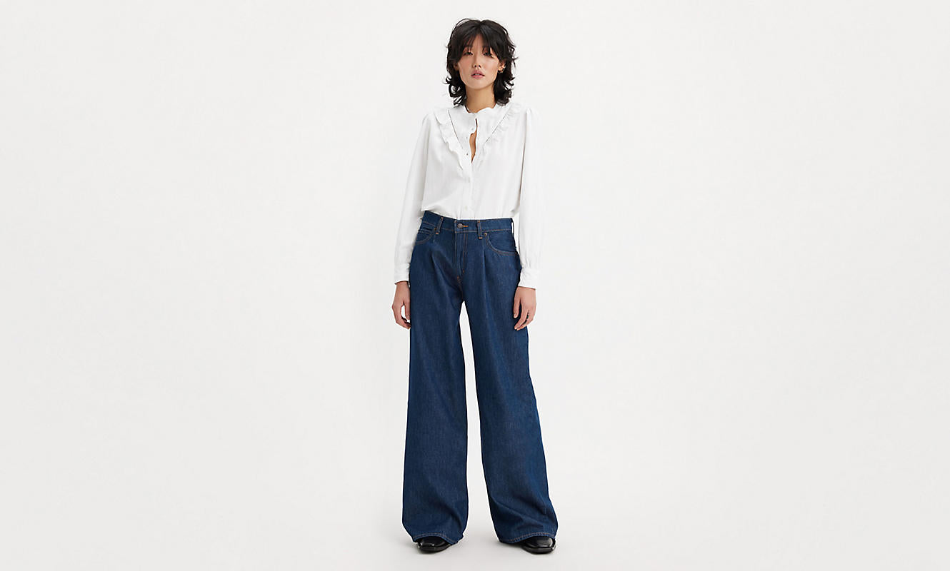 Jeans Baggy Dad Wide Leg blu scuro