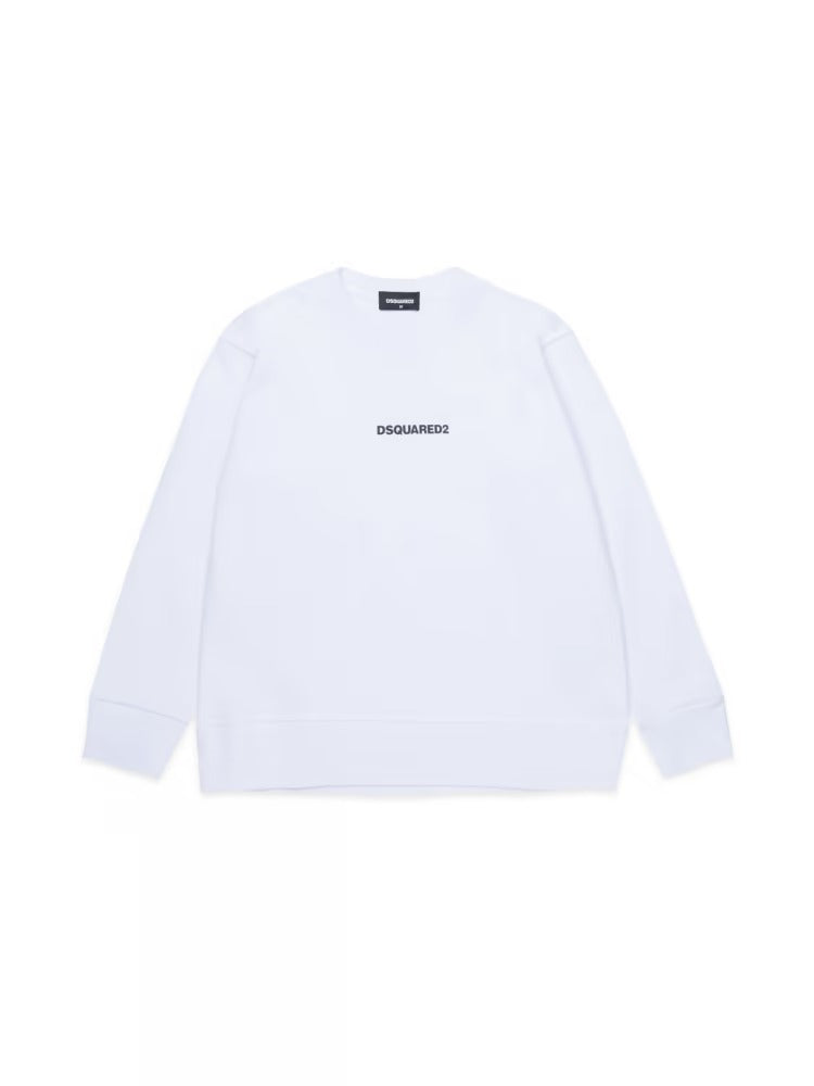 Felpa DSQUARED Slouch girocollo bianco - 8/16 ANNI