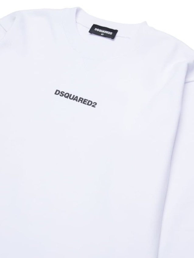Felpa DSQUARED Slouch girocollo bianco - 8/16 ANNI
