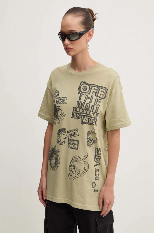 T-Shirt Mixed messages oversized verde