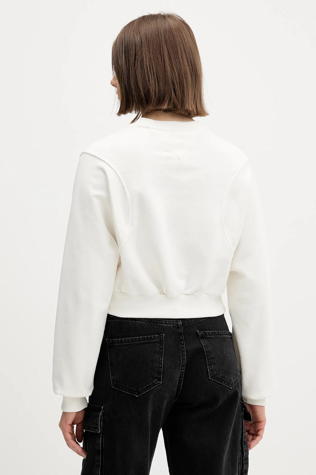 Felpa Tommy Jeans crop girocollo bianco